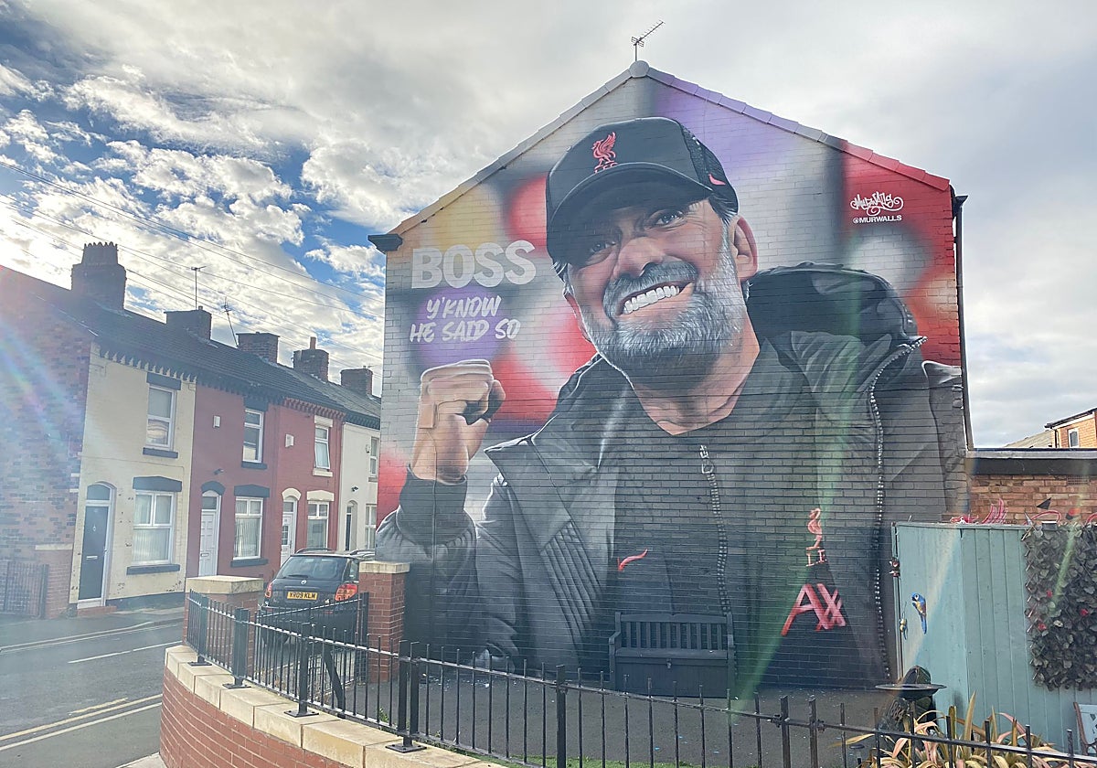 El mural de Klopp, en Randolph Street, a 200 metros de Anfield