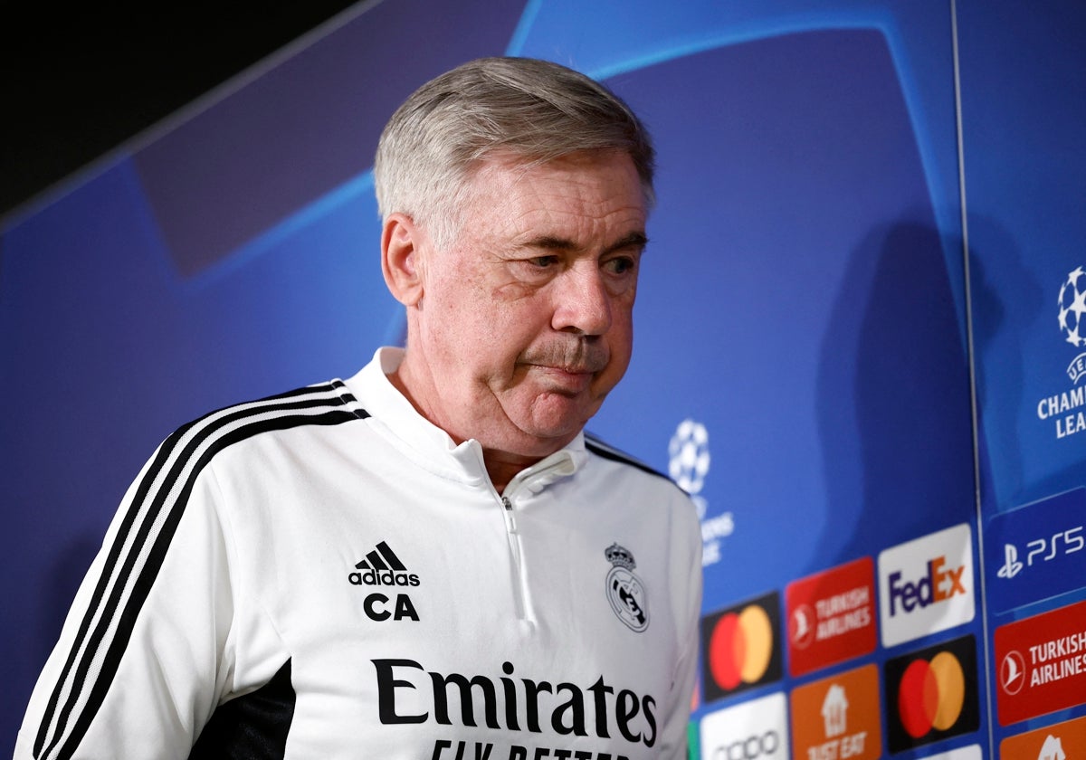 Ancelotti, durante la rueda de prensa