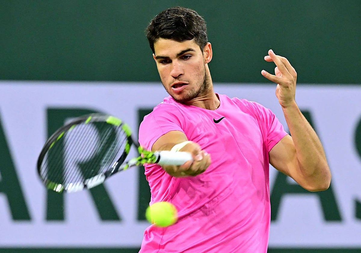 Carlos Alcaraz, durante su partido de cuartos contra Auger-Aliassime