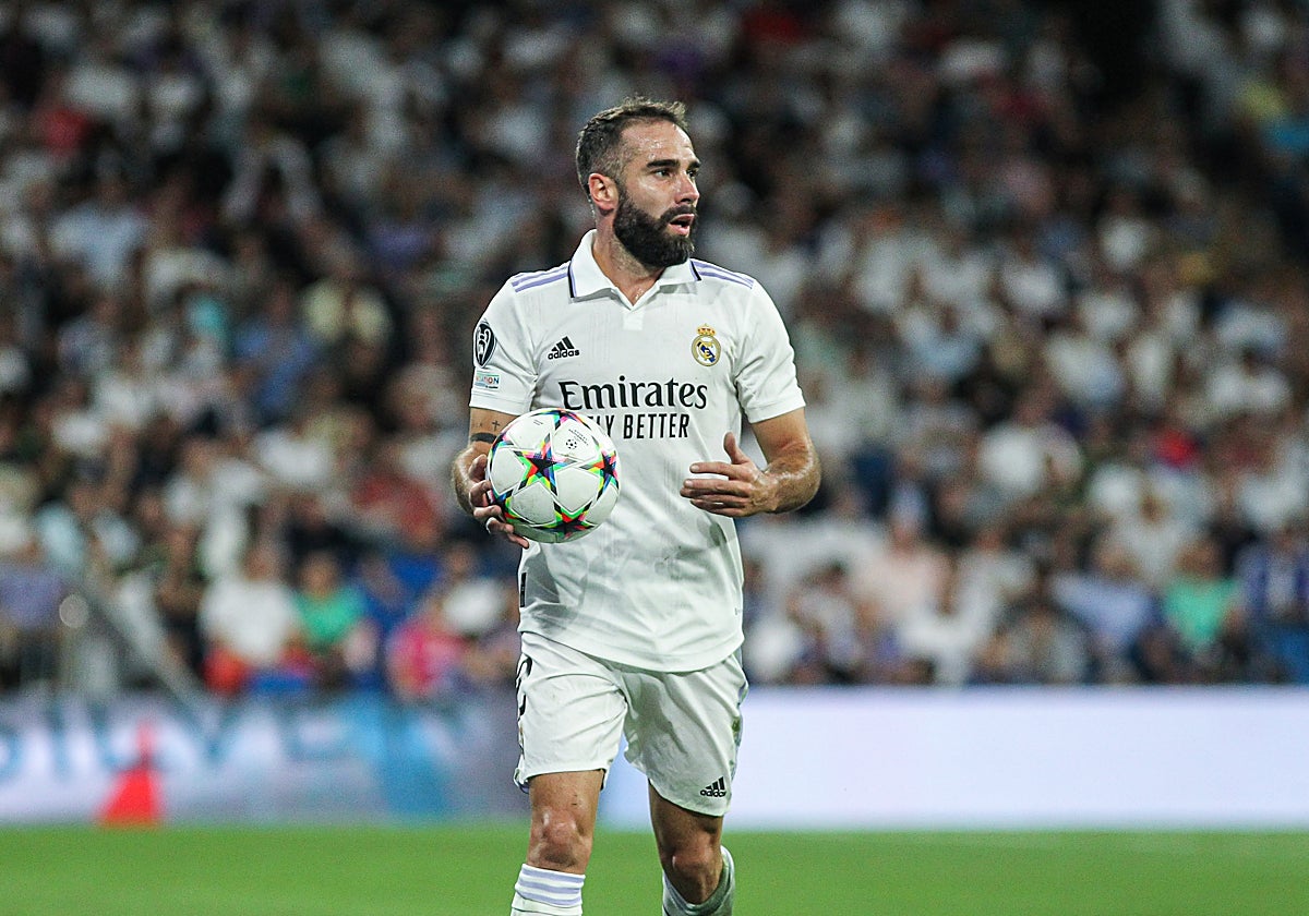 Daniel Carvajal durante el Real Madrid-Liverpool de la presente campaña