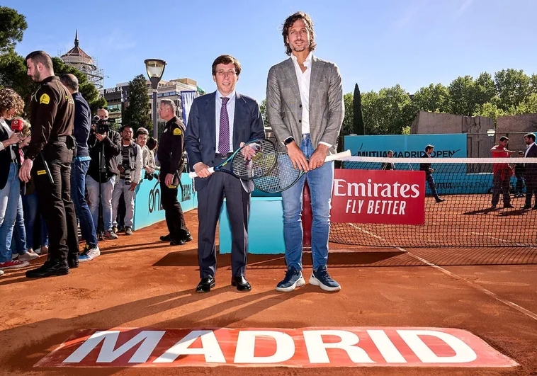 Feliciano López y Almeida inauguran la pista del Mutua Madrid Open en Colón abierta a todos