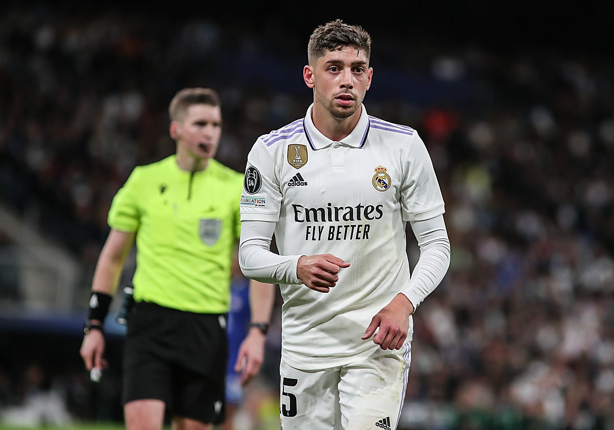 Federico Valverde durante el Real Madrid - Chelsea