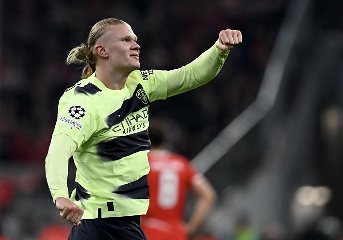 Haaland celebra su gol ante el Bayern