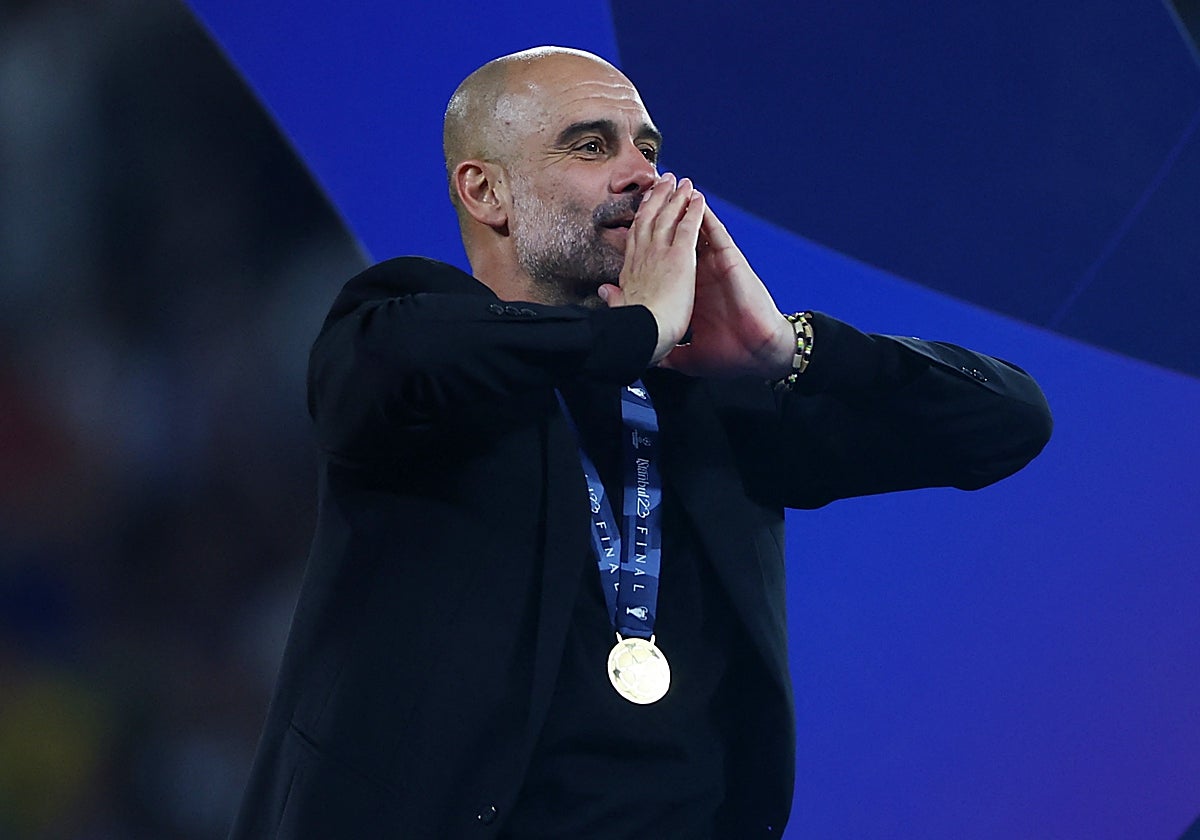 Guardiola celebra la conquista de la Champions