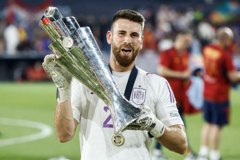 Unai Simón celebró con ganas el título conquistado