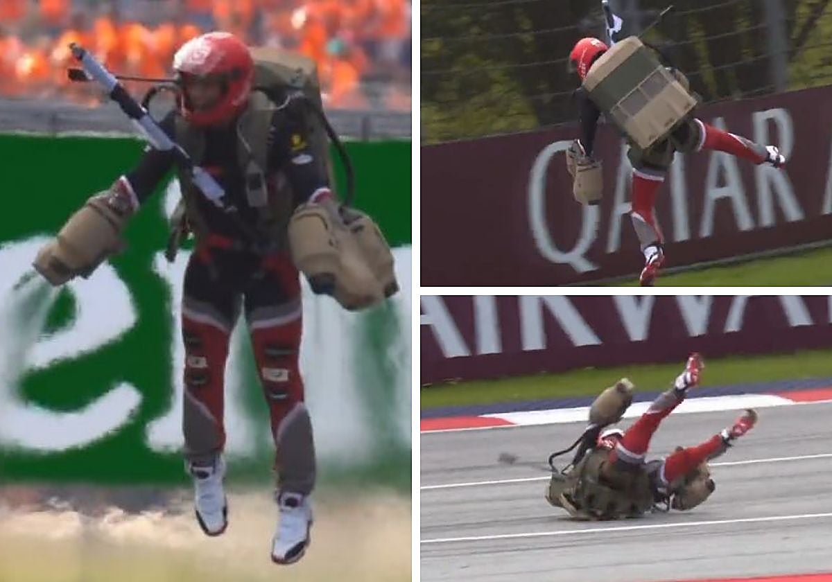 Varios momentos del accidente del 'hombre pájaro'