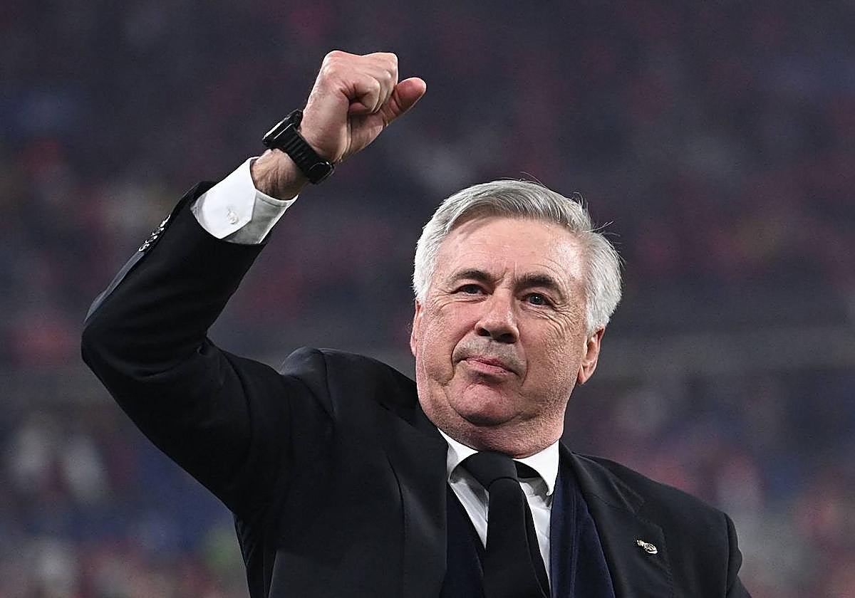 Ancelotti celebra una victoria del Real Madrid