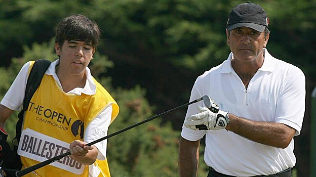 Seve Ballesteros y su hijo Javier, 2006, en Royal Liverpool