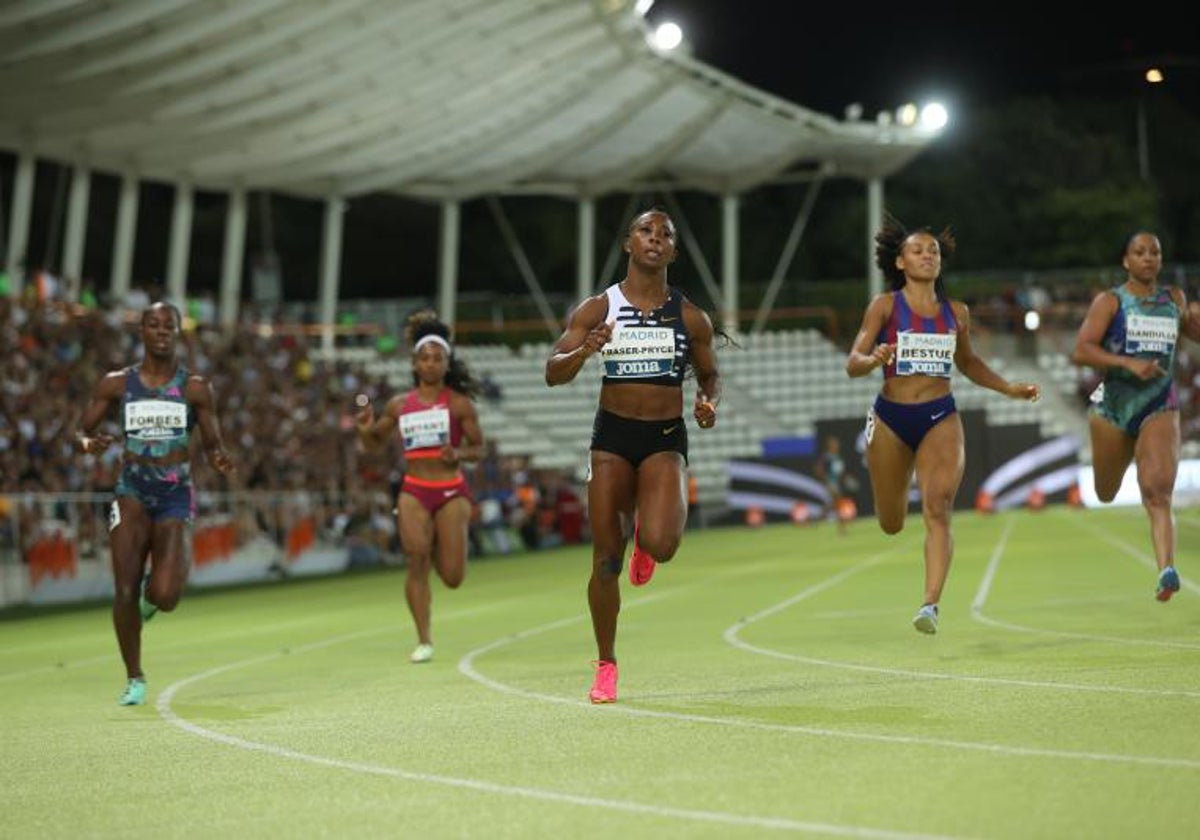 Shelly-Ann Fraser-Pryce, en su victoria en los 100 metros de Vallehermoso