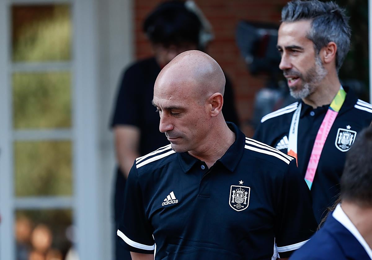 Luis Rubiales durante la recepción en La Moncloa