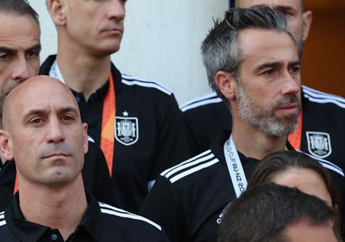 Jorge Vilda y Luis Rubiales, durante la celebración del Mundial