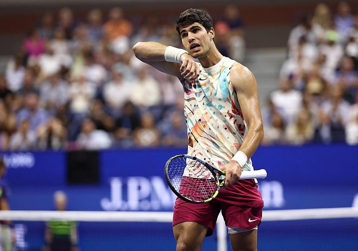Carlos Alcaraz en el partido de semifinales del US Open