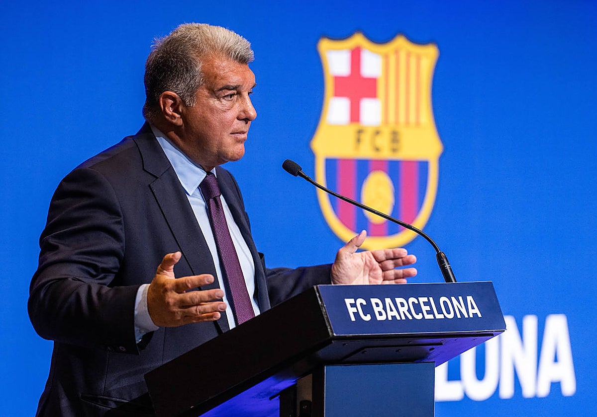 Laporta, durante su rueda de prensa para tratar de explicar la contratación de Negreira