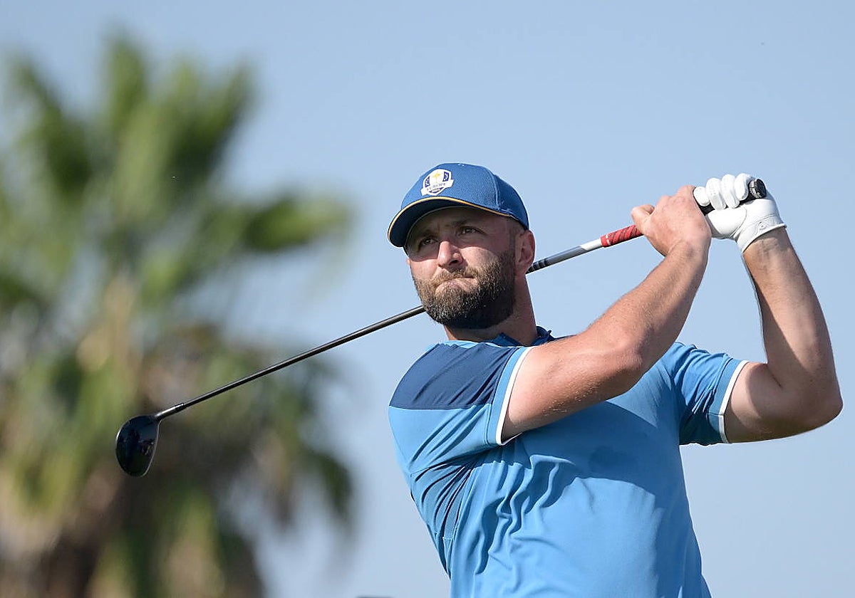 Rahm, durante la ronda de entrenamiento previa a la Ryder Cup en el Marco Simone Golf Club