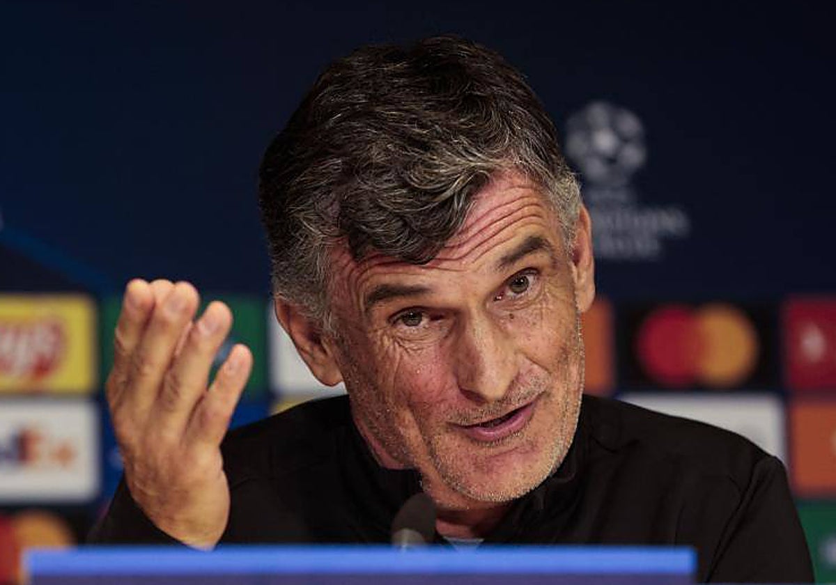Imagen de José Luis Mendilibar durante su comparencia ante la previa el día previo al encuentro de Champions League ante el PSV