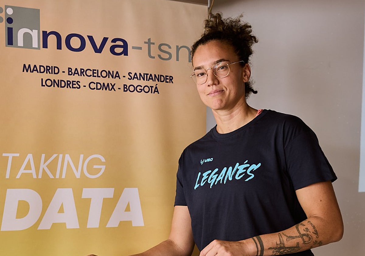 Laura Nicholls, durante su presentación con el Leganés