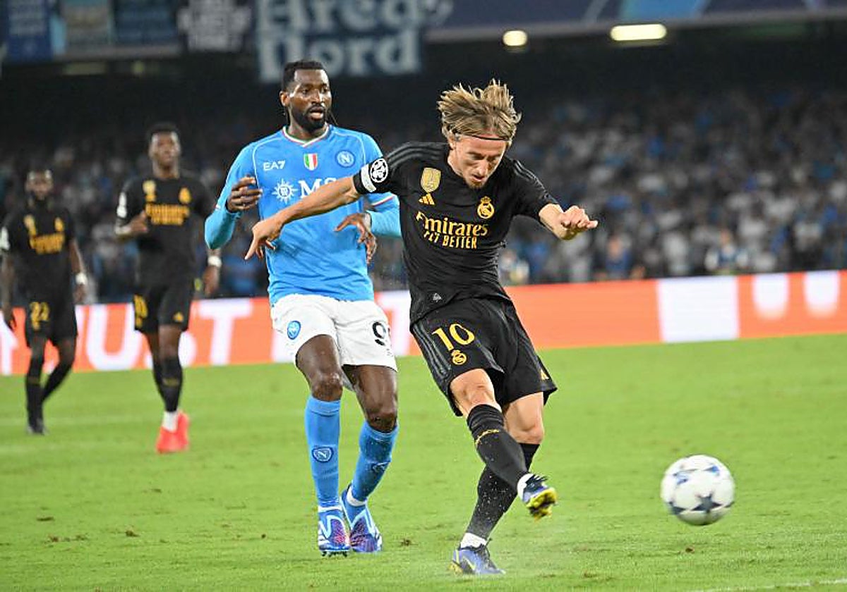 Luka Modric, en el Nápoles-Real Madrid en el Diego Armando Maradona
