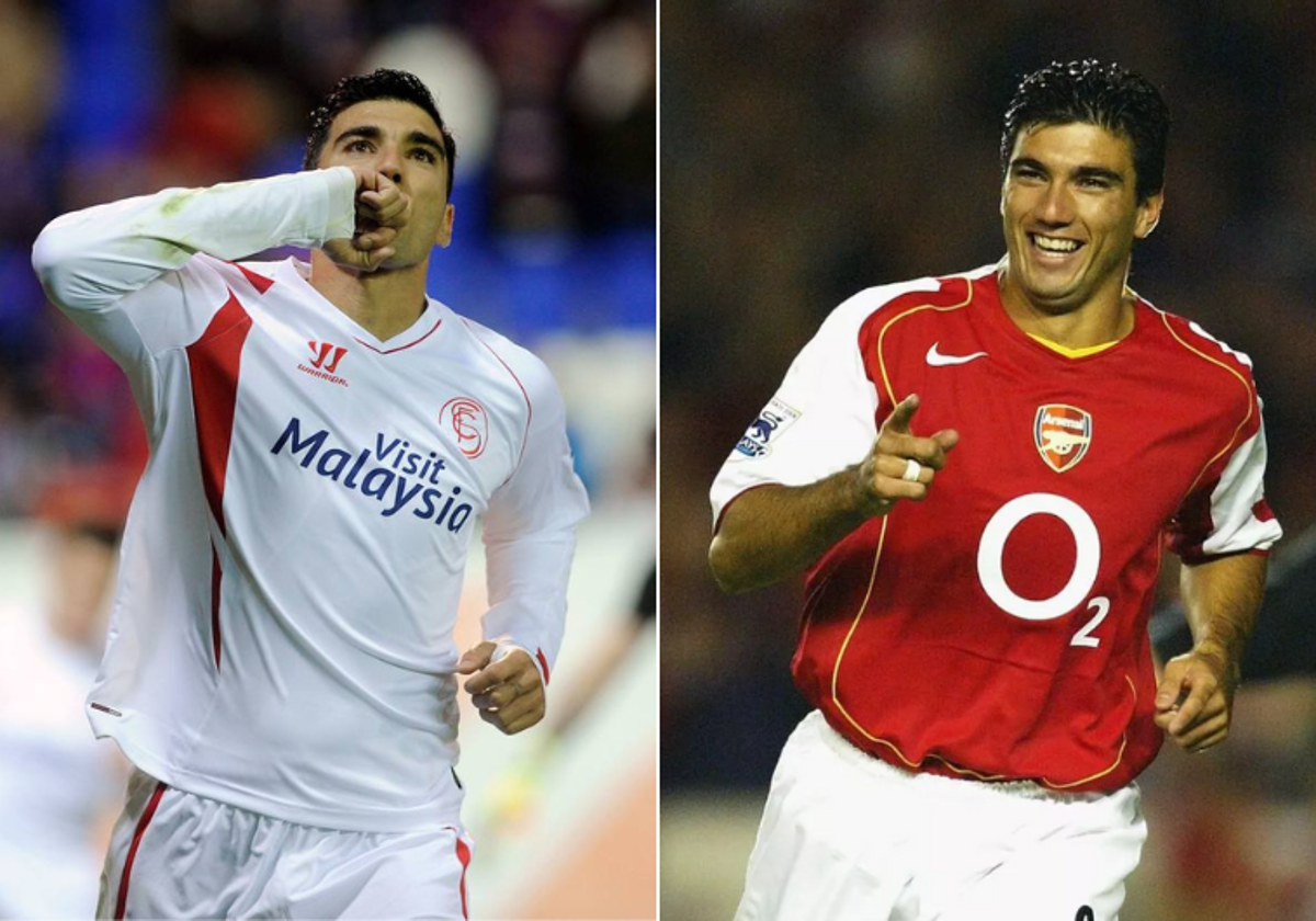 José Antonio Reyes en su segunda etapa como jugador del Sevilla y durante su época en el Arsenal