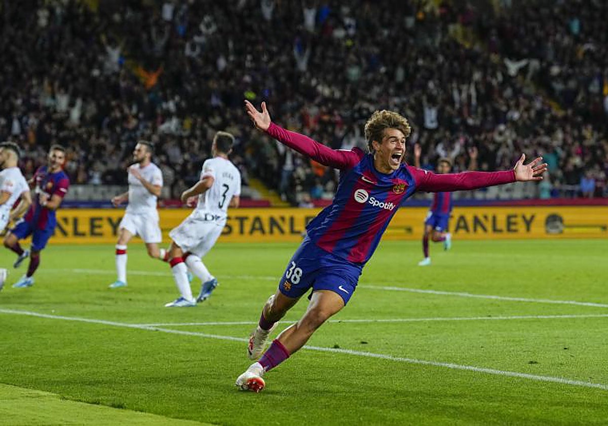 Marc Guiu celebra su gol al Athletic