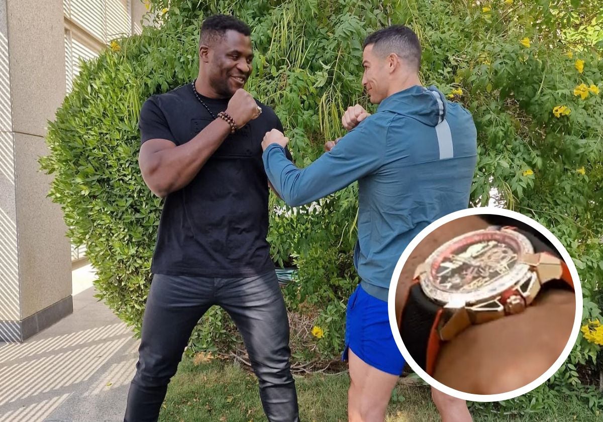 Francis Ngannou y Cristiano Ronaldo durante su encuentro en Arabia