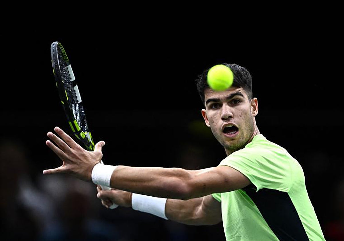 Carlos Alcaraz, durante el partido ante Safiullin