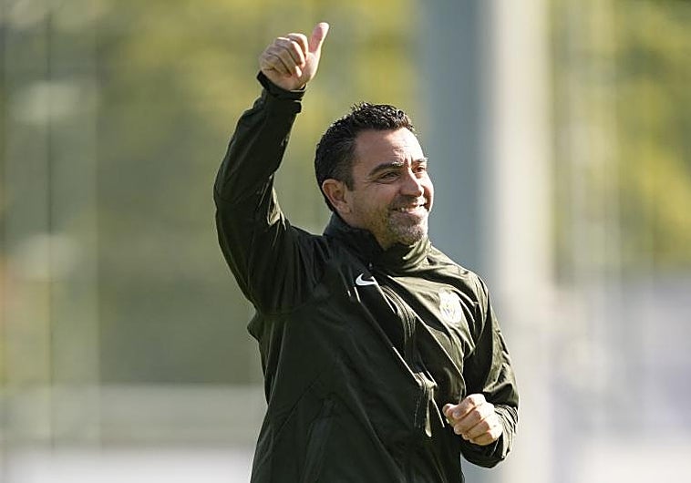 Xavi, durante el entrenamiento de este viernes