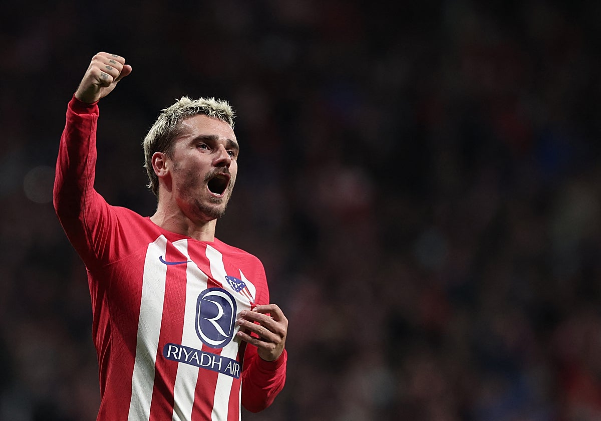 Griezmann celebra el tanto de la victoria ante el Villarreal