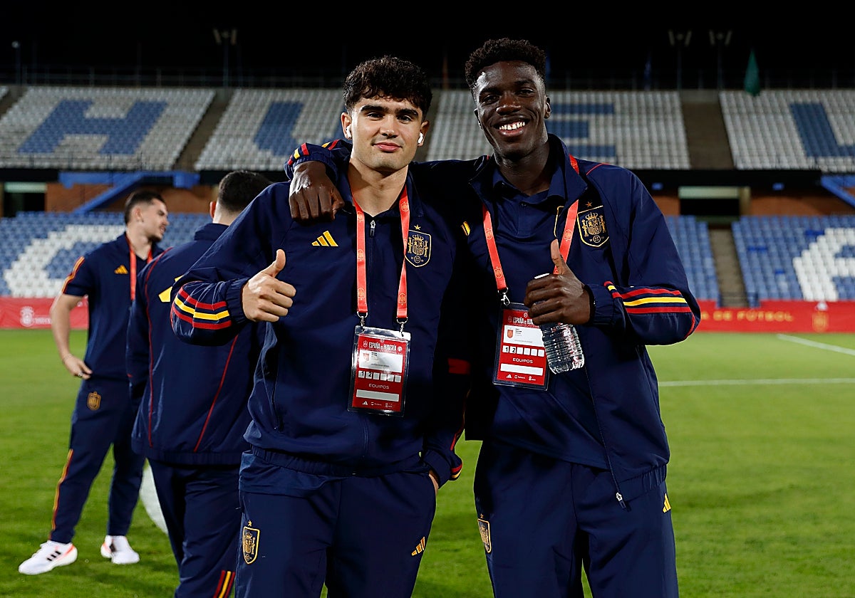 Assane, en el Nuevo Colombino antes del partido