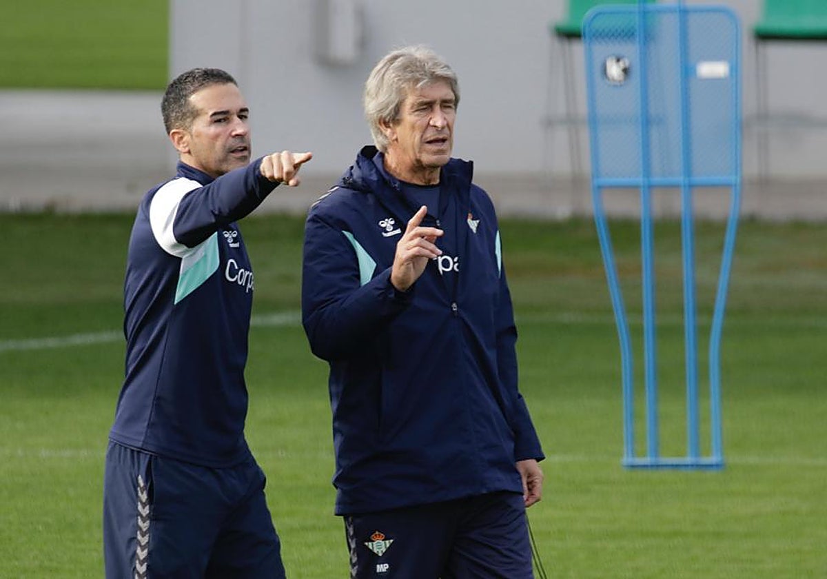Pellegrini y Fernando, en el entrenamiento del pasado sábado