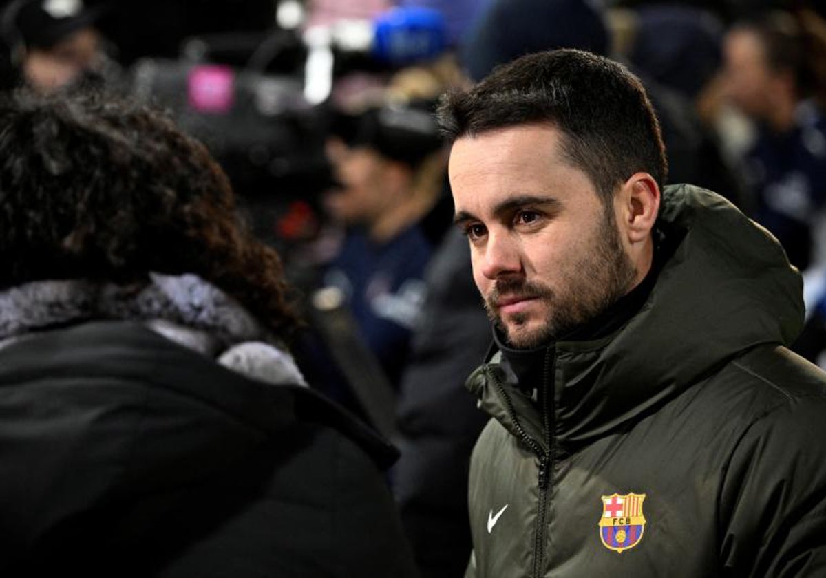 Jonatan Giráldez, entrenador del Barcelona femenino, durante un encuentro de la Champions League