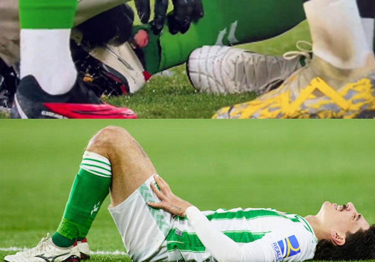 Arriba, el estado de la media de Bellerín tras la entrada de Savio en el Betis - Girona; abajo, el lateral bético cuando pidió el cambio