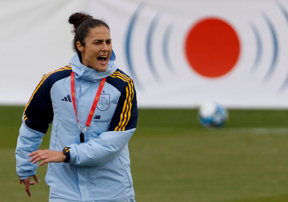 Montse Tomé, en un entrenamiento de la selección española