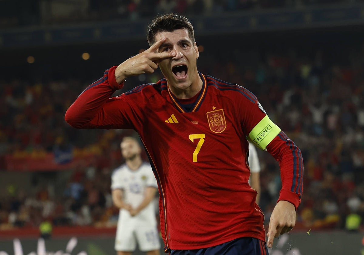 Álvaro Morata, en un partido con la selección