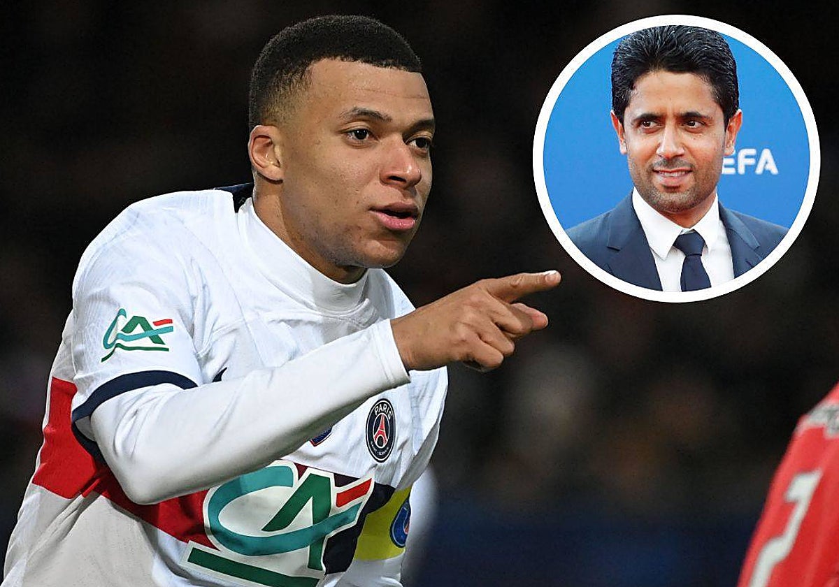 Mbappé y su presidente en el PSG, Nasser Al-Khelaifi
