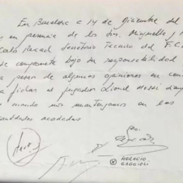 La servilleta que unió los caminos de Messi y el Barça sale a subasta