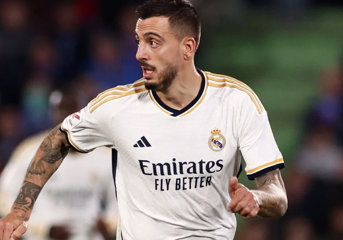 Joselu Mato en un encuentro con el equipo blanco