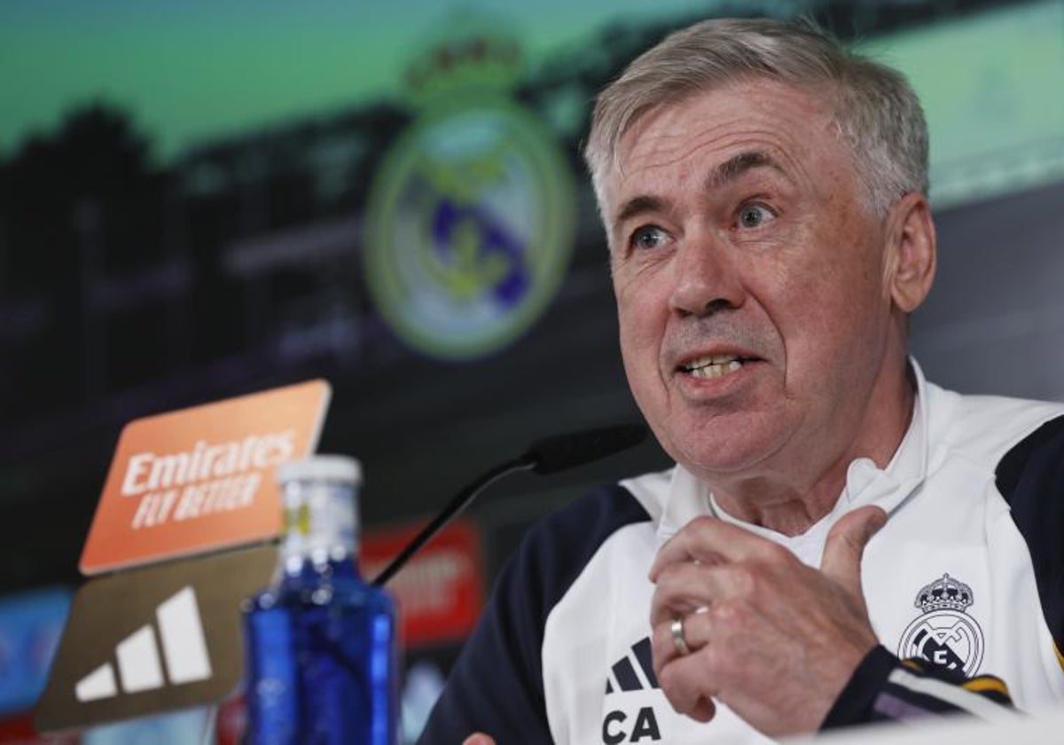 Carlo Ancelotti durante la rueda de prensa de este sábado
