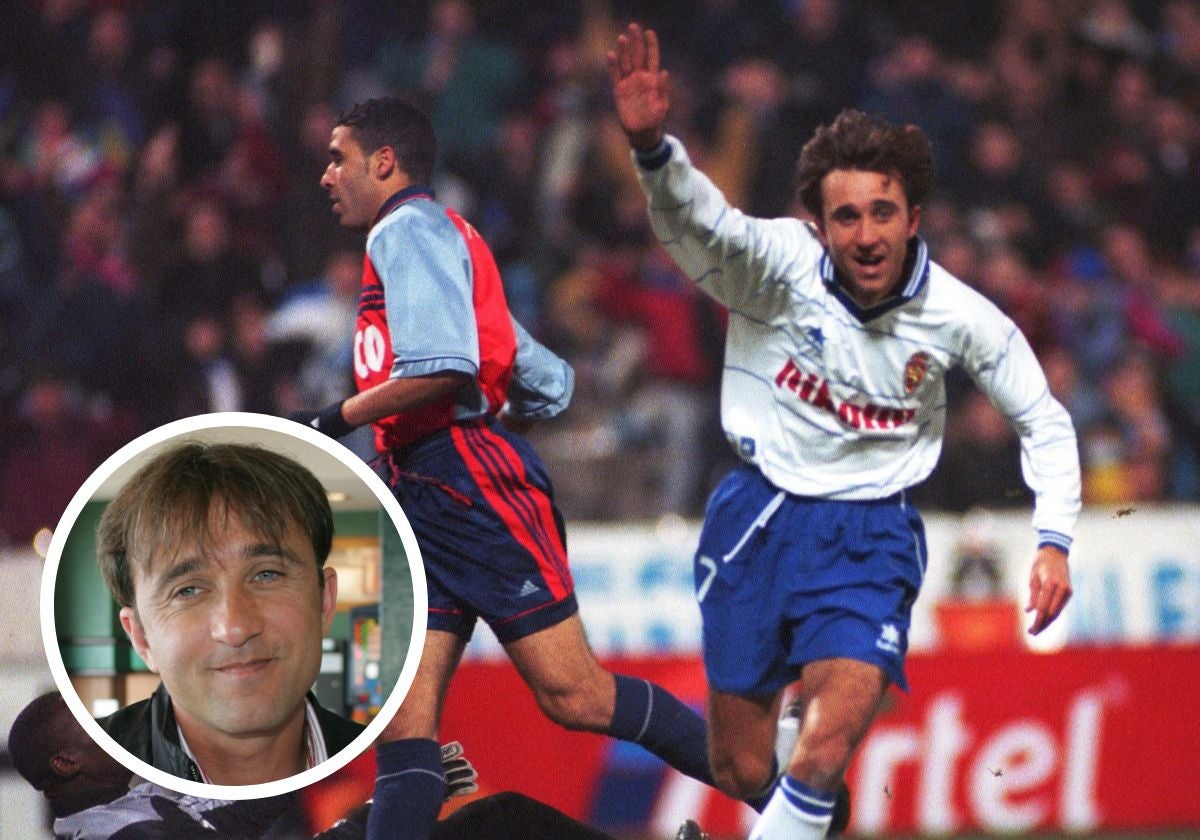 El exfutbolista Juanele, tras macar en un gol con el Zaragoza y en una foto reciente