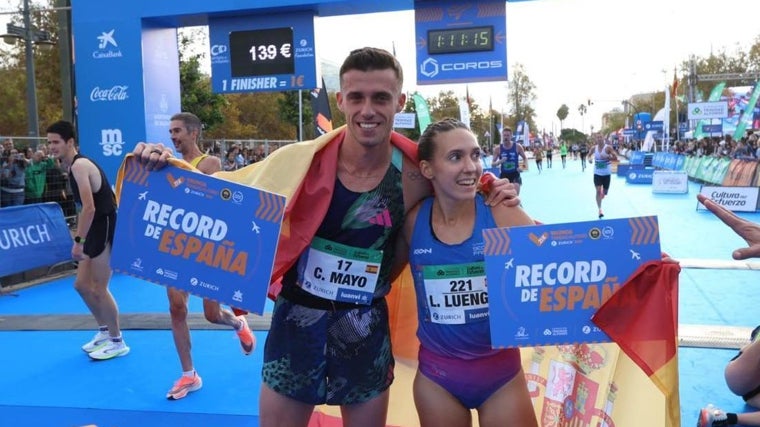 Carlos Mayo y Lara Luengo, plusmarquistas españoles de medio maratón