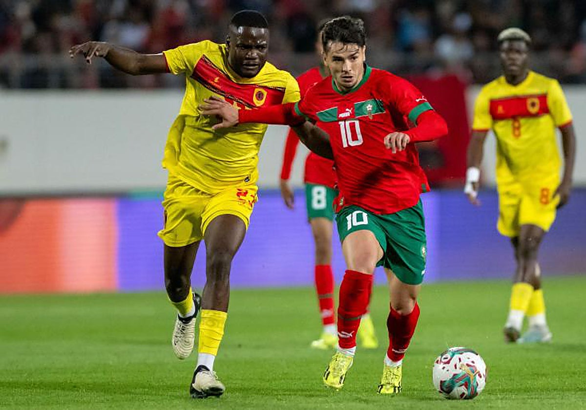 Brahim Díaz, durante su debut con la selección de Marruecos ante Angola