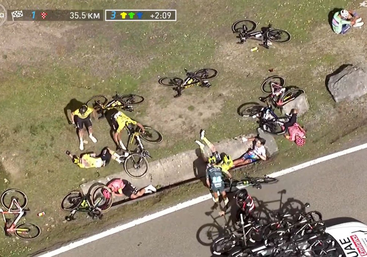 La caída de Vingegaard, Roglic y Evenepoel en el País Vasco