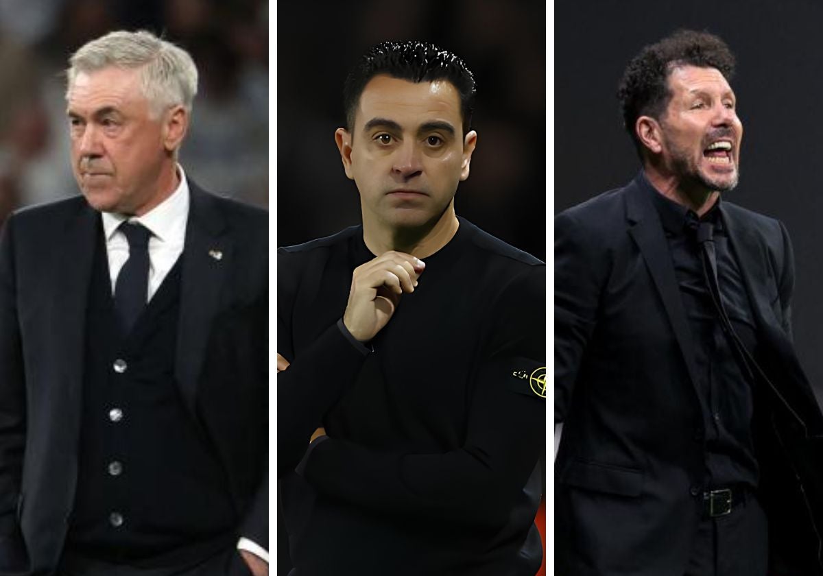 Carlo Ancelotti, Xavi Hernández y Diego Pablo Simeone