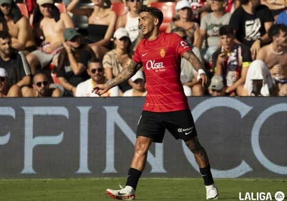 El medio del Mallorca Antonio Sánchez, durante un partido