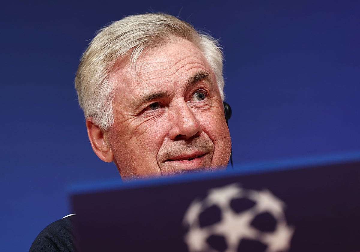 Carlo Ancelotti, en la sala de prensa del Allianz Arena