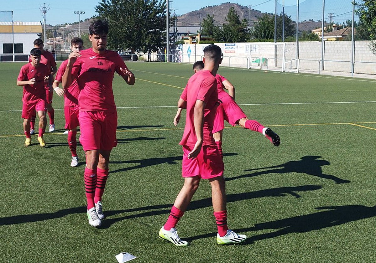 Calentamiento del Racing Murcia en uno de sus partidos