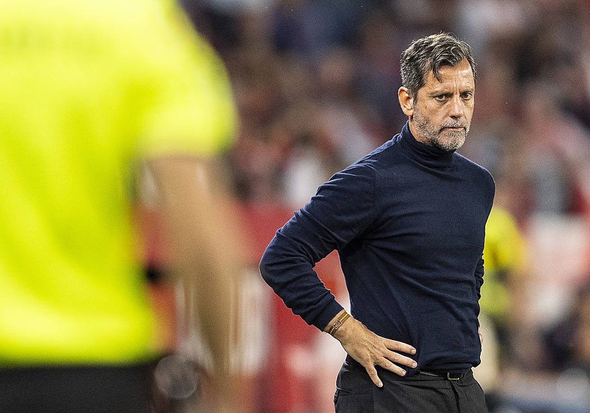 Quique Sánchez Flore, en un partido del Sevilla FC de esta temporada