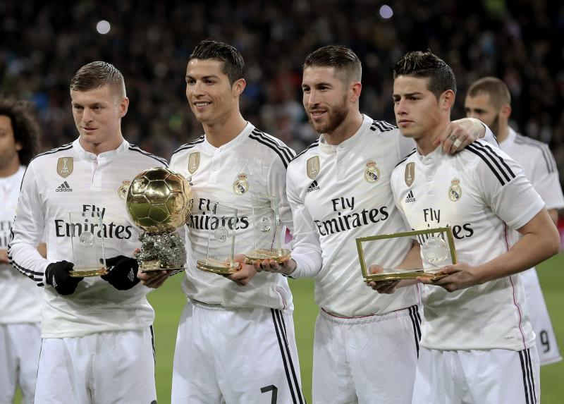 Kroos, Cristiano Ronaldo, Sergio Ramos y James Rodríguez