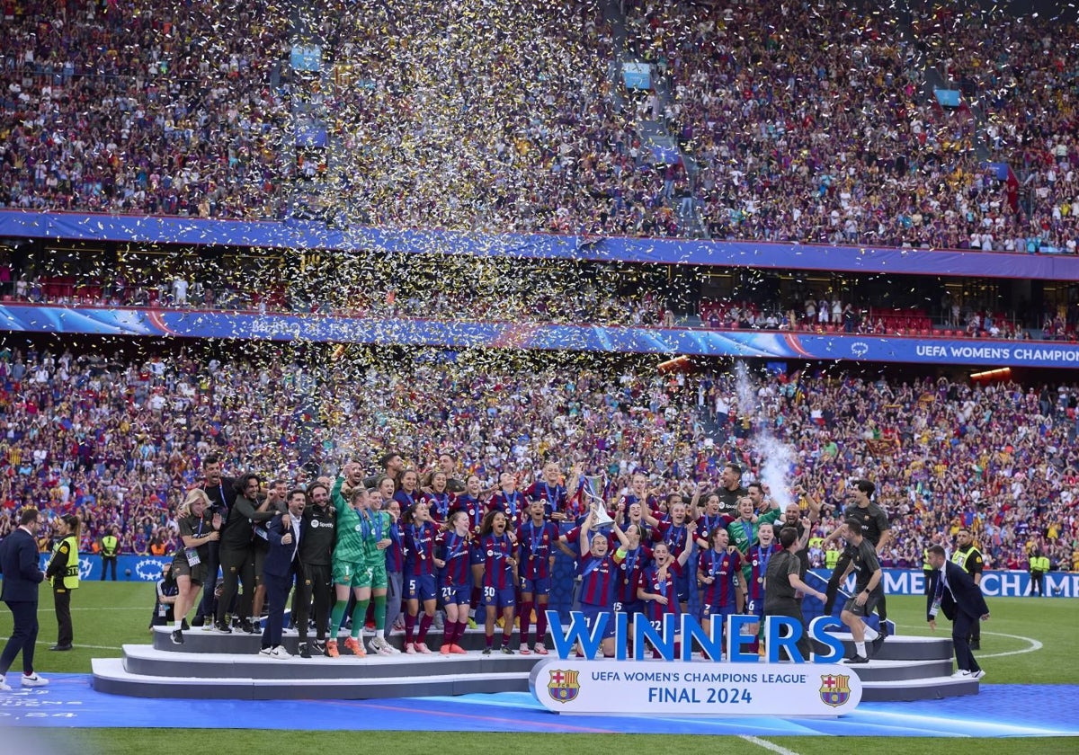 El Barcelona celebra en un San Mamés poblado su Champions League