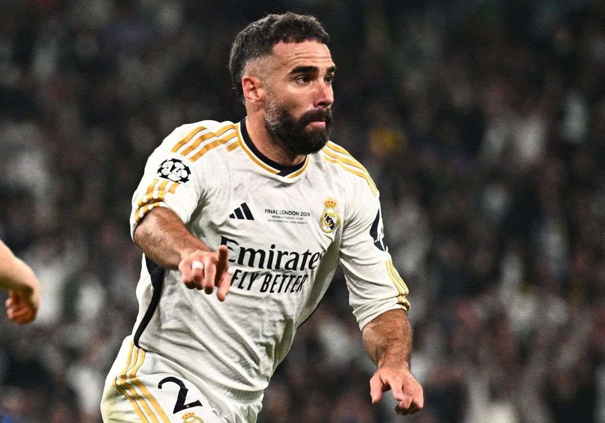 Carvajal celebra el 0-1 del Madrid ante el Dortmund