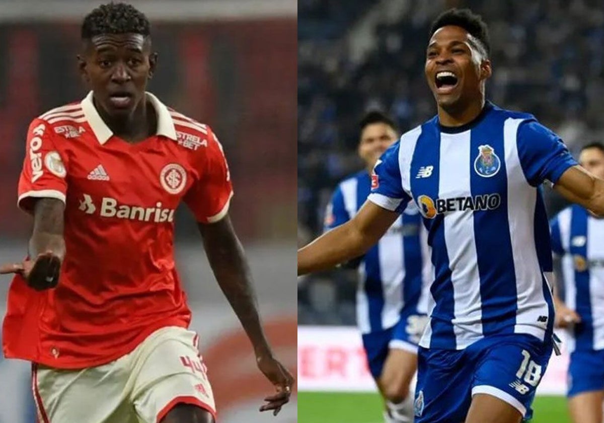Vitao, a la izquierda, y Wendell, a la derecha, en sendos partidos con el Inter de Porto Alegre y el Oporto, respectivamente